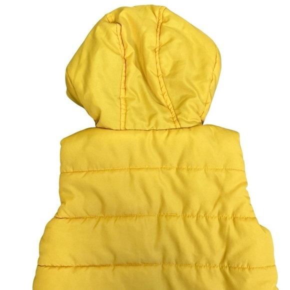 Little Me Yellow Navy Tiger Printed Hooded Puffer Vest Fleece Lined Unisex Sz 2T - Picture 9 of 10